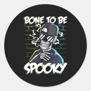 Adesivo Redondo Halloween Hip Hop Ama Osso Para Ser Esqueleto Louc