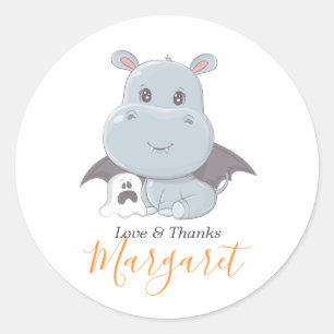 Adesivo Redondo Halloween Hippopotamus Little Boo Chá de fraldas
