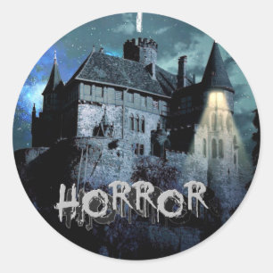 Adesivo Redondo Halloween Horror assombrado Casa Assustadora Noite
