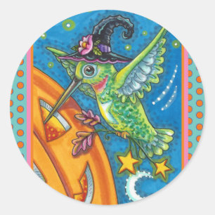 ADESIVO REDONDO HALLOWEEN HUMMINGBIRD & JACK O LANTERN WHIMSY CLAS