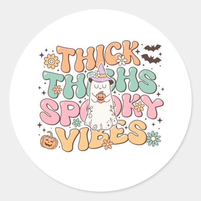 Adesivo Redondo Halloween Humor Spooky (Frente)