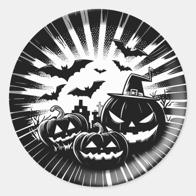 Adesivo Redondo Halloween in black and white (Frente)