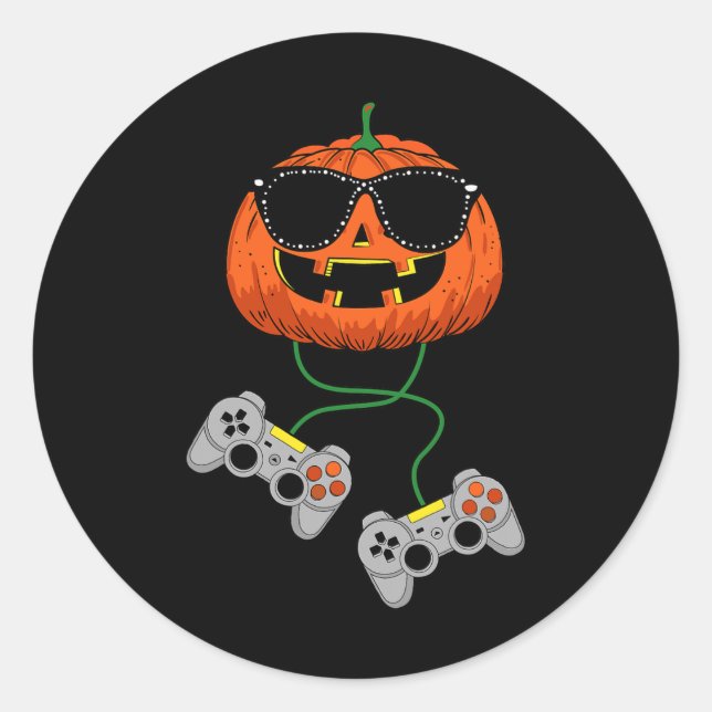 Adesivo Redondo Halloween Jack O Lantern Gamer Boys Brincadeira H (Frente)