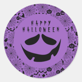 Adesivo Redondo Halloween Jack O Lanterna Pumpkin Face