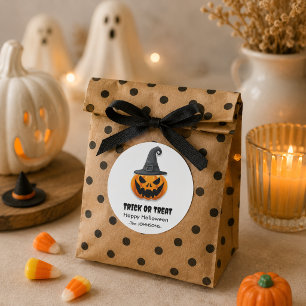 Adesivo Redondo Halloween Jack-o'-lanternas - Design de Trick ou T
