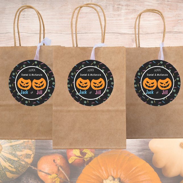 Adesivo Redondo Halloween Jack ou Jill O-Lanterna Revolução do Gên (Criador carregado)