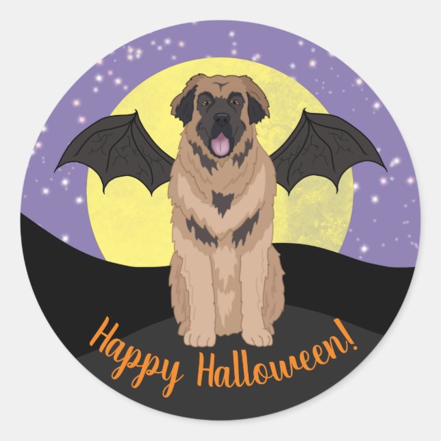 Adesivo Redondo Halloween Leonberger (Frente)