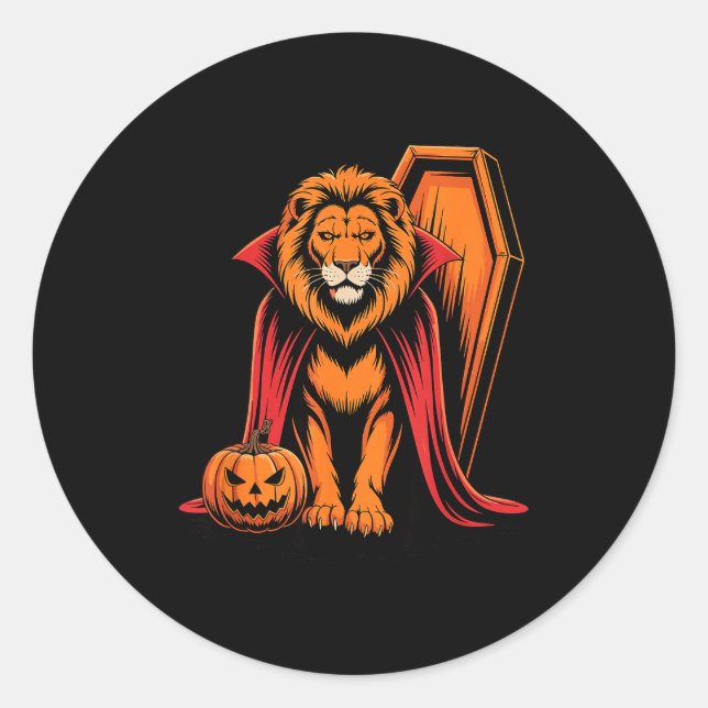 Adesivo Redondo Halloween Lion Coffin Lions  (Frente)