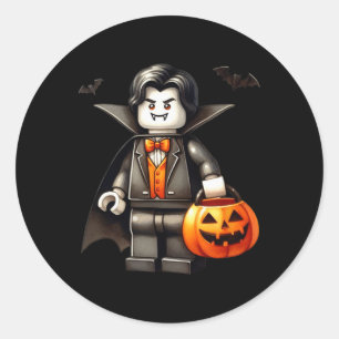 Adesivo Redondo Halloween Master Builder Vampire Kids Building Blo