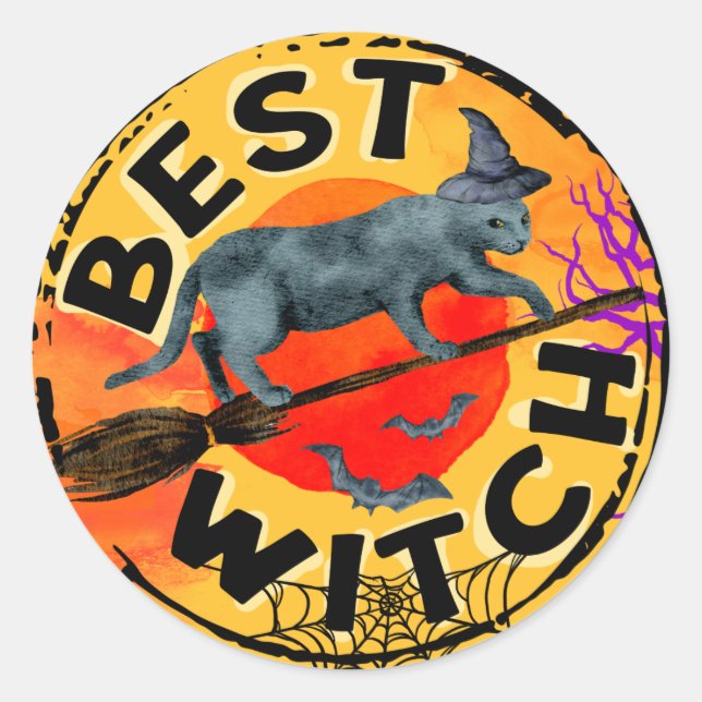 Adesivo Redondo Halloween Melhor Bruxa (Frente)