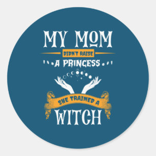 Adesivo Redondo Halloween Minha mãe treinou um aniversário de brux