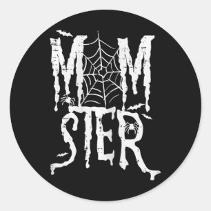 Adesivo Redondo Halloween Momster Mãe Monstro Mamãe Engraçado