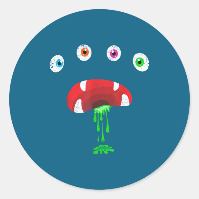 Adesivo Redondo Halloween Monster Face Costume Cute Toddler Monste (Frente)