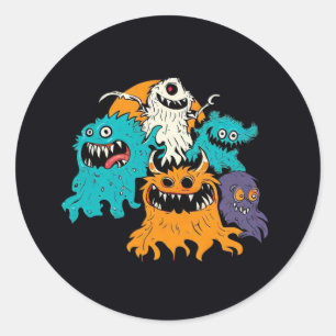 Adesivo Redondo Halloween/Monster/Outubro/Queda