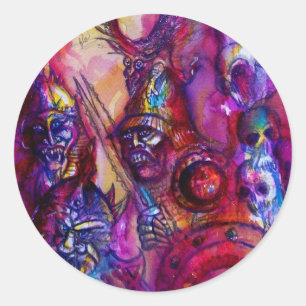 Adesivo Redondo HALLOWEEN MONSTERS / ORC WAR Red Purple Fantasy