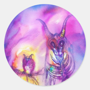 Adesivo Redondo HALLOWEEN MONSTERS / ORC WAR Red Purple Fantasy