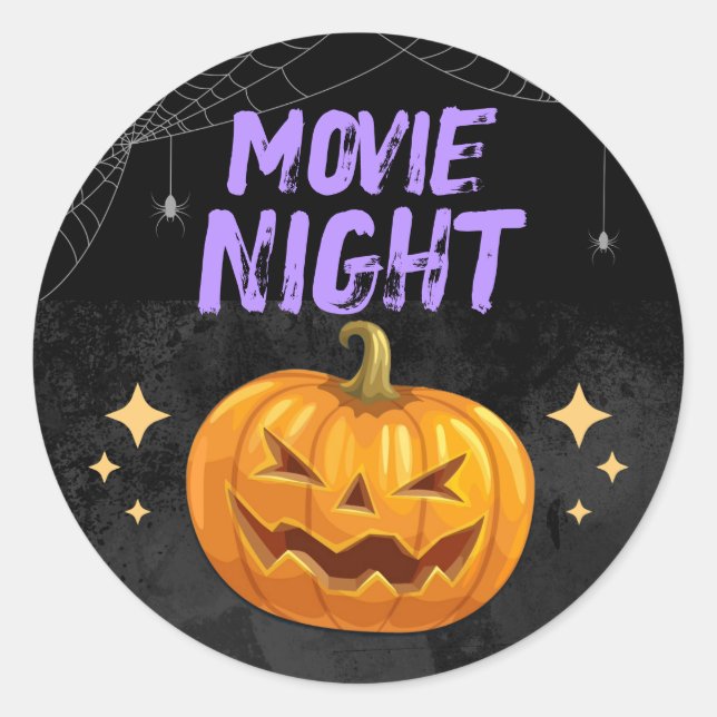 Adesivo Redondo Halloween Movie Night (Frente)