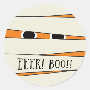 Adesivo Redondo Halloween mumificado no palito de abóbora