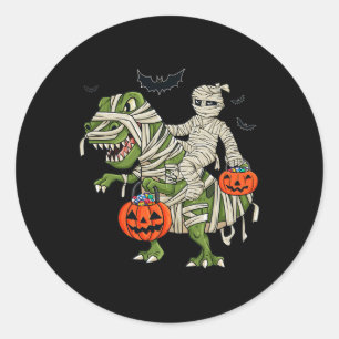Adesivo Redondo Halloween Mummy Andando A Rex Divertimento Meninas