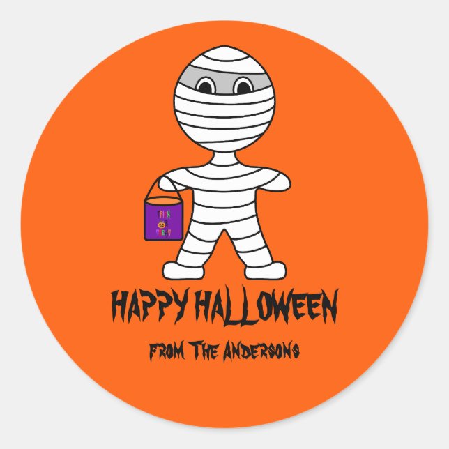 Adesivo Redondo Halloween Mummy Stickers (Frente)