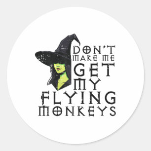 Adesivo Redondo Halloween Não Me Faz Pegar Macacos Engraçados Cos