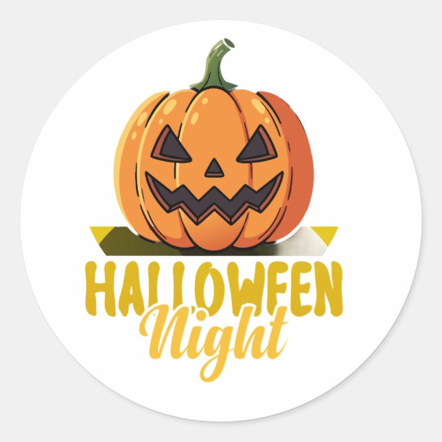 Adesivo Redondo Halloween Night Pumpkin Glow Tee on Sticker (Frente)