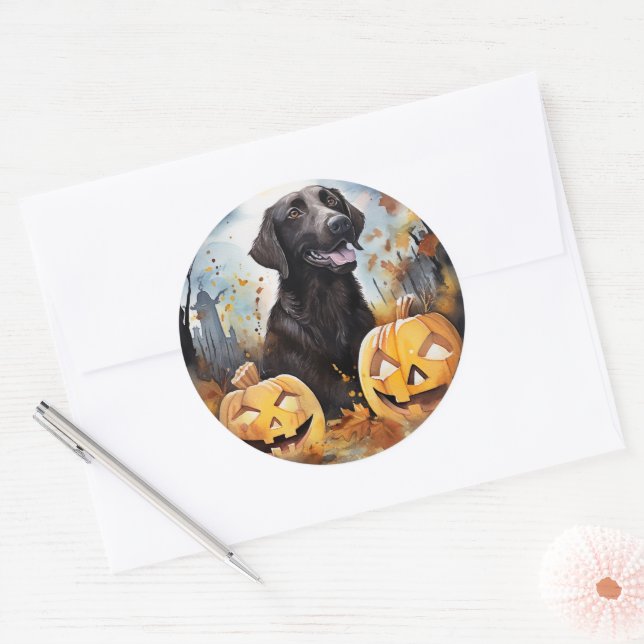 Adesivo Redondo Halloween Nova Escotia Com Pumpkins Assustado (Envelope)