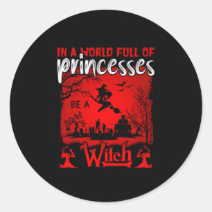 Adesivo Redondo Halloween Num Cheio Mundial De Princesas Seja Uma