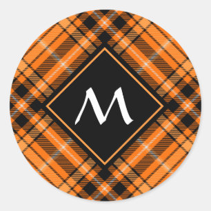 Adesivo Redondo Halloween Orange Tartan