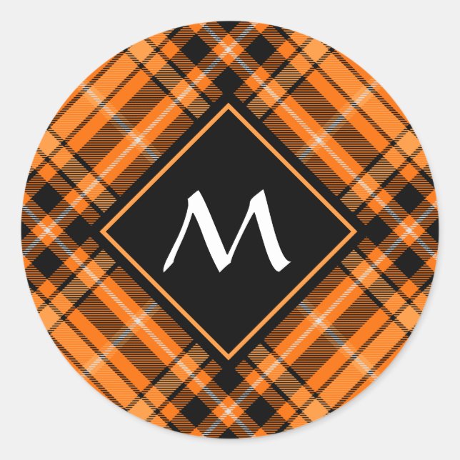 Adesivo Redondo Halloween Orange Tartan (Frente)