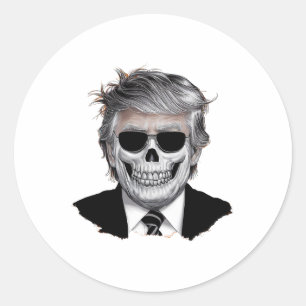 Adesivo Redondo Halloween Orange Trump American Horru Party Costu
