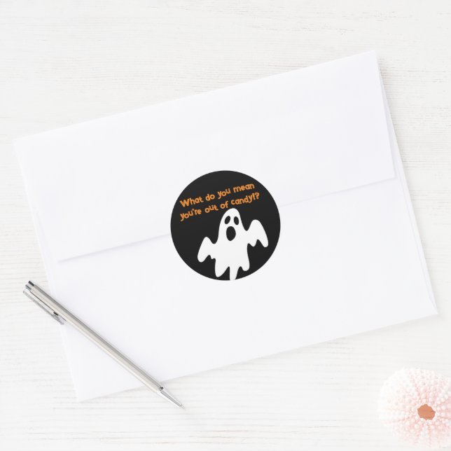 Adesivo Redondo Halloween Out Candy Funny Ghost (Envelope)