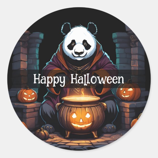 Adesivo Redondo Halloween Panda (Frente)