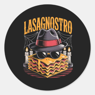 Adesivo Redondo Halloween Pasta Meme Mafia Parody Funny Lasagna Ar