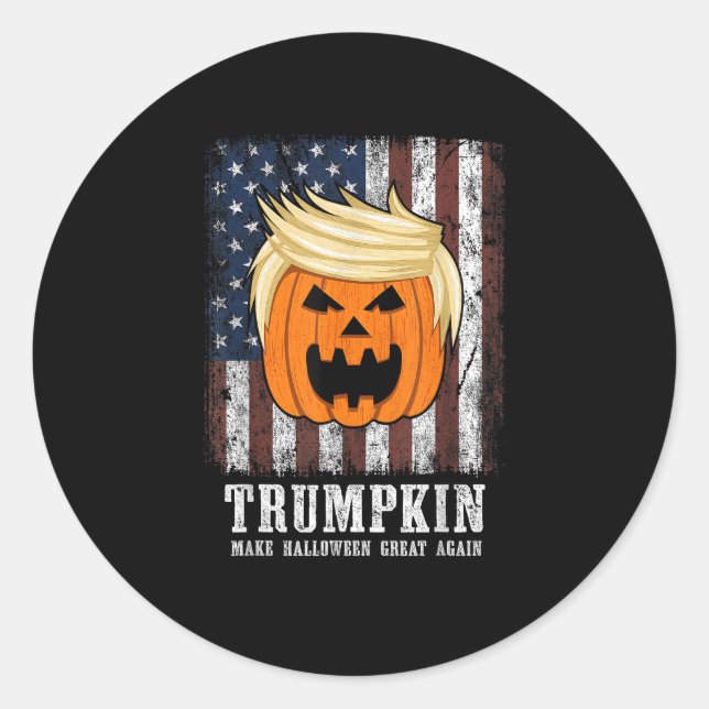 Adesivo Redondo Halloween Patriótico Trumpkin (Frente)