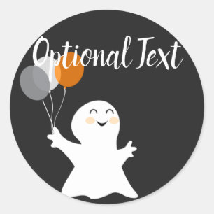 Adesivo Redondo Halloween Pequeno Fantasma com Balões