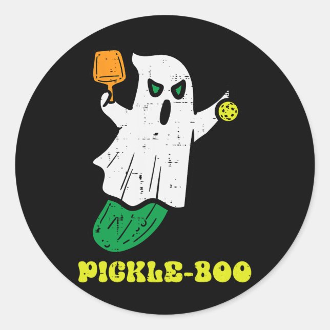 Adesivo Redondo Halloween Pickleball Pickleball Boo Ghost Costume  (Frente)