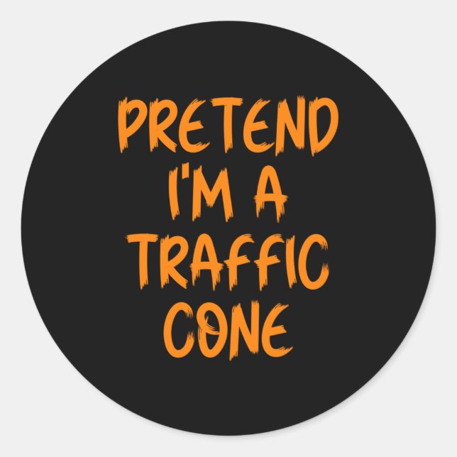 Adesivo Redondo Halloween Pretend I'm A Traffic Cone Costume Lazy  (Frente)