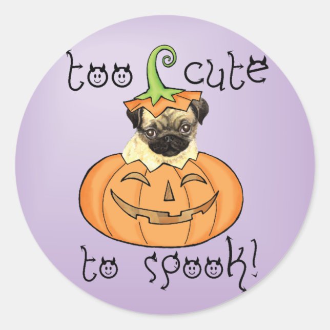 Adesivo Redondo Halloween Pug (Frente)