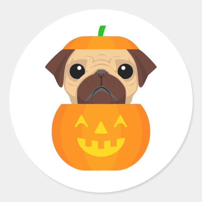 Adesivo Redondo Halloween Pugkin (Frente)