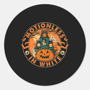 Adesivo Redondo Halloween Pumpkin Assustador Moções De Branco