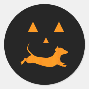Adesivo Redondo Halloween Pumpkin Dachshund Jack-o-lantern Costum