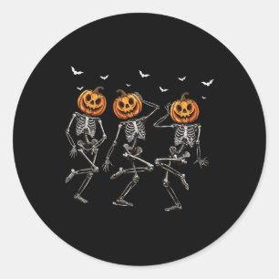 Adesivo Redondo Halloween Pumpkin Dancing Skeleton Costume Mulhere