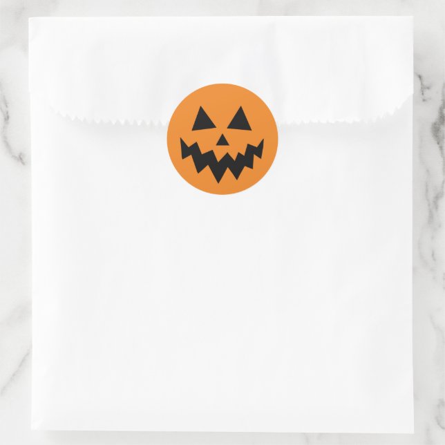 Adesivo Redondo Halloween Pumpkin Jack o Lantern Orange (Bolsa)