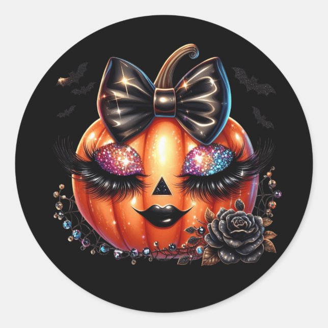 Adesivo Redondo Halloween Pumpkin Stickers (Frente)