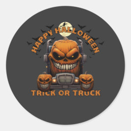 Adesivo Redondo Halloween Pumpkin Truck Monster Spooky Assombrado