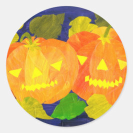 Adesivo Redondo Halloween Pumpkins Stickers