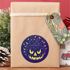 Adesivo Redondo Halloween Purple Jack O Lanterna Spookin Pumpkin