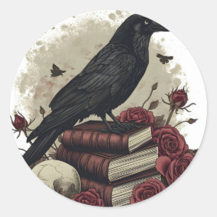 Adesivo Redondo Halloween Raven Crow