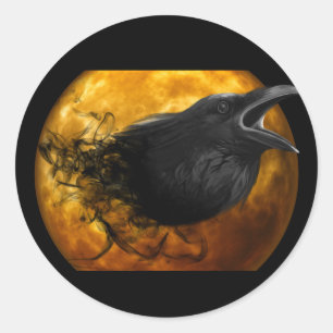 Adesivo Redondo Halloween Raven Crow